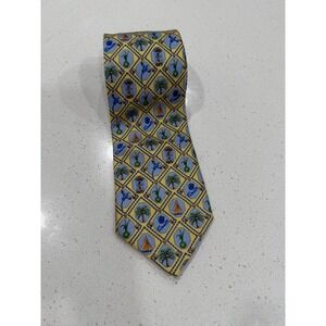 ENGLISH SPORTS SHOP Bermuda Mens Silk Necktie Yellow Nautical Print